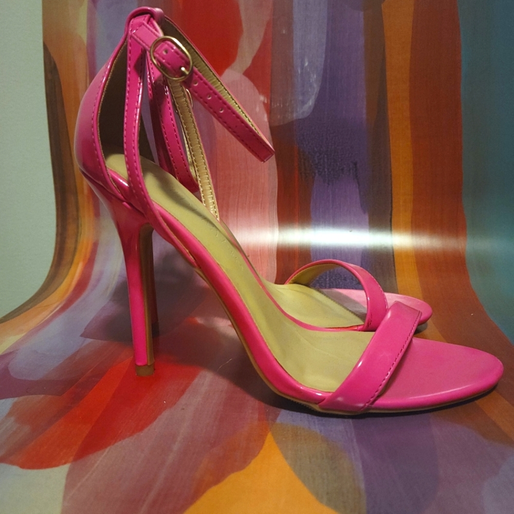 Wild Diva 7.5 Bright Pink Ankle Strap Heels